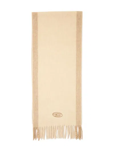 Diesel Logo-embroidery Fringed-edge Scarf In Brown