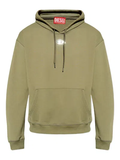 Diesel S-norm Logo-plaque Hoodie In Green