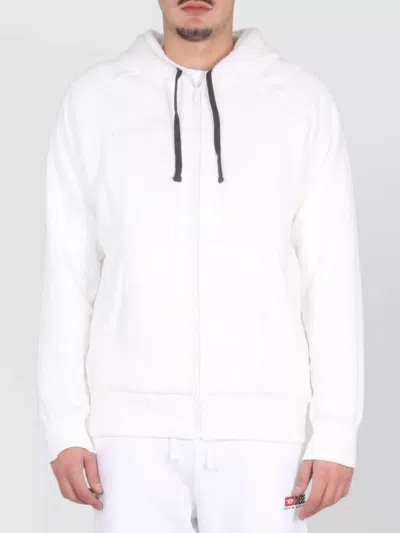 Diesel Logo Hooded Sweatshirt Pockets In White
