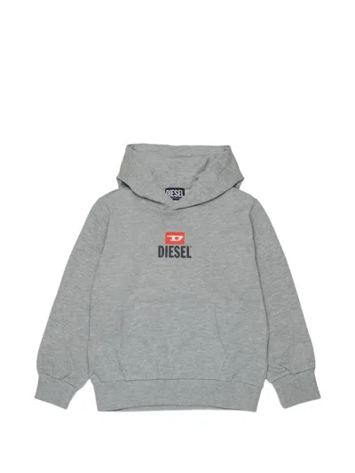 Diesel Kids' Logo Hoodie In Gray