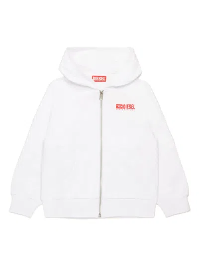 Diesel Kids' Logo Hoodie In White