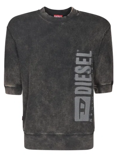 Diesel Red Tag Cotton S-coolwafy-n1 Crew-neck Sweater With Side Log In Black