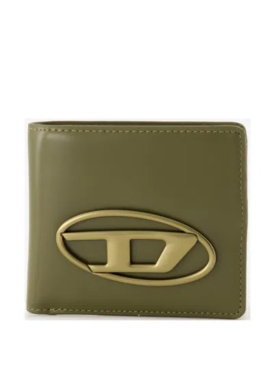 Diesel Logo Leather Wallet In Green