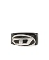Diesel Black Belt With Oval D Logo Buckle Closure In Leather Man In Black