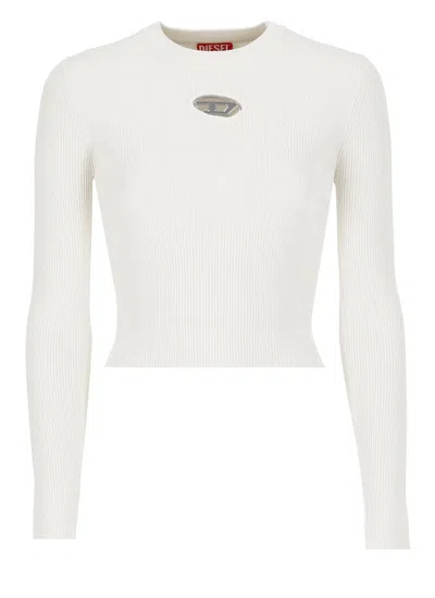 Diesel Logo Long-sleeve T-shirt In White