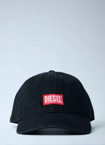 Diesel Logo Motif Baseball Cap In Black