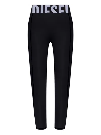 Diesel Adeline Stretch High Waist Ankle Trousers In Black