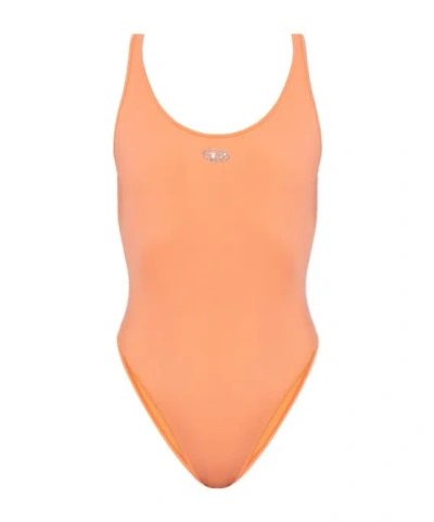 Diesel Logo One-piece Swimsuit In Orange