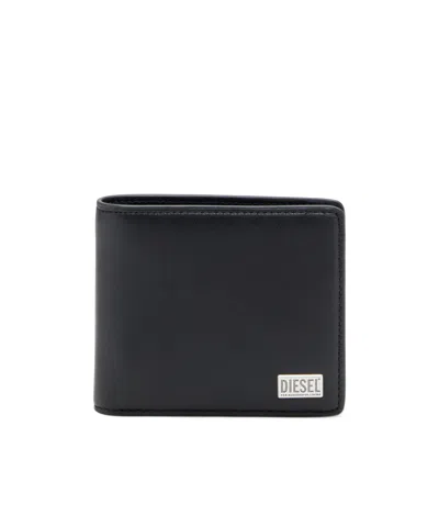 Diesel Logo Palque Bi-fold Wallet In Black