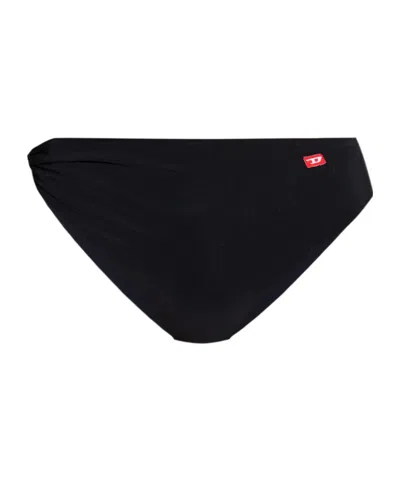 Diesel Logo-patch Bikini Bottom In Black