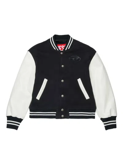 Diesel Kids' Logo-patch Bomber Jacket In Black