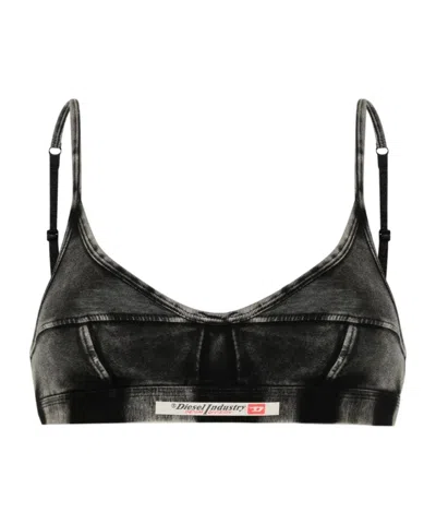 Diesel Logo Patch Bra In Blue