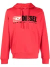 Diesel Logo-patch Cotton-blend Hoodie In Red