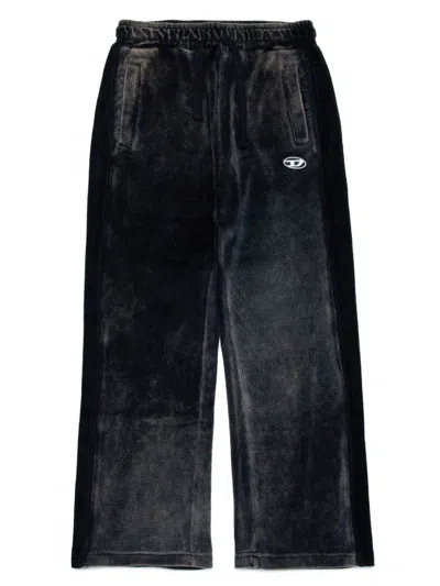 Diesel Kids' Logo-patch Cotton-blend Trousers In Black