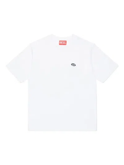 Diesel Kids' Oval-d Logo Patch Crewneck T-shirt In White