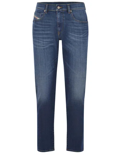Diesel Logo Patch Denim Jeans In Blue