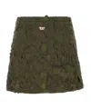 Diesel Logo-patch Distressed Mini Skirt In Green