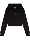 Diesel Cropped Logo Cotton Blend Hoodie With Drawstring In Black