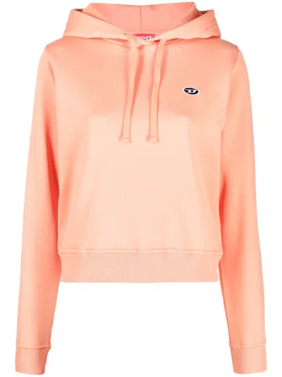 Diesel Logo-patch Drawstring Hoodie In Orange