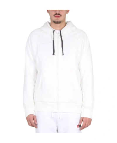 DIESEL DIESEL LOGO PATCH DRAWSTRING SHEARLING HOODIE