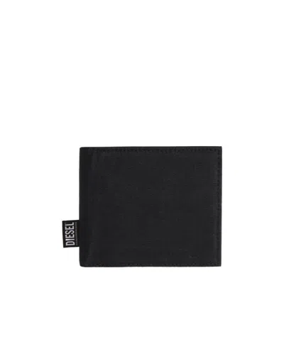 Diesel Logo Patch Foldover Wallet In Black