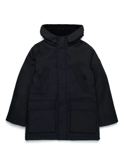 Diesel Kids' Logo-patch Hooded Jacket In Black