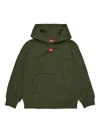 Diesel Kids Green Hoodie With Logo Patch In Green
