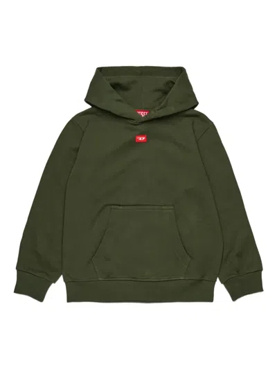 Diesel Kids' Logo-patch Hoodie In Green
