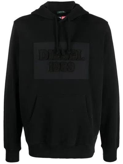 Diesel Logo-patch Hoodie In Black