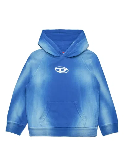 Diesel Kids' Logo Patch Hoodie In Blue