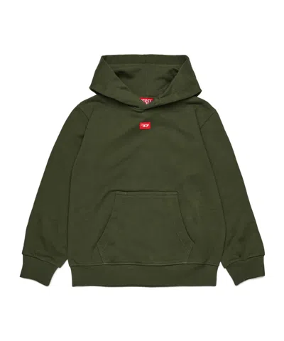 Diesel Kids' Logo-patch Hoodie In Green