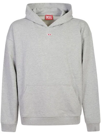 Diesel Light Grey Cotton Hoodie In Gray