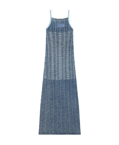 Diesel Logo-patch Knitted Dress In Blue