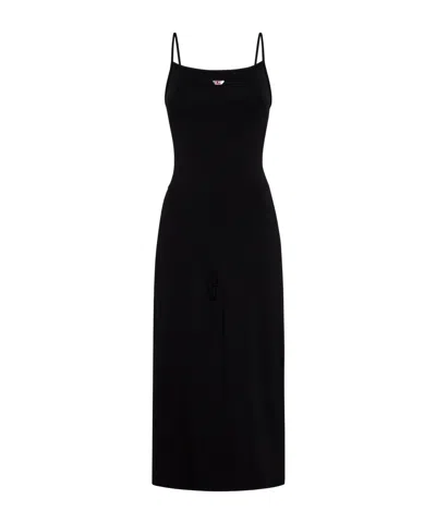 Diesel Logo-patch Midi Dress In Black