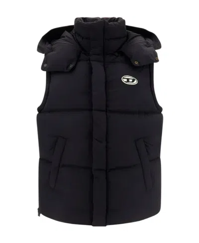 Diesel Logo-patch Padded Gilet In Black