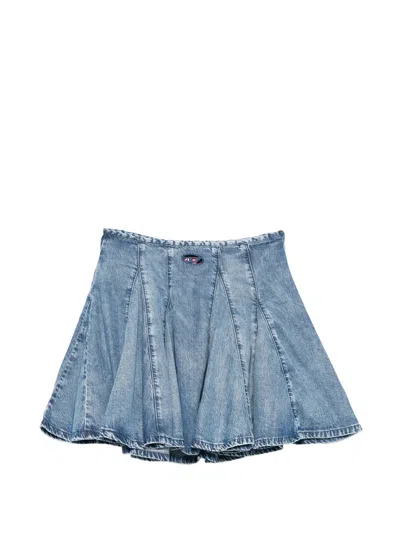 Diesel Logo-patch Pleated Mini Skirt In Blue