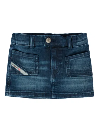 Diesel Babies' Logo-patch Pocket Denim Skirt In Blue