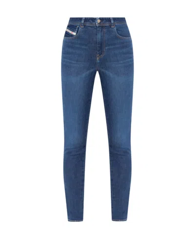 Diesel Logo Patch Straight Cut Jeans In Blue