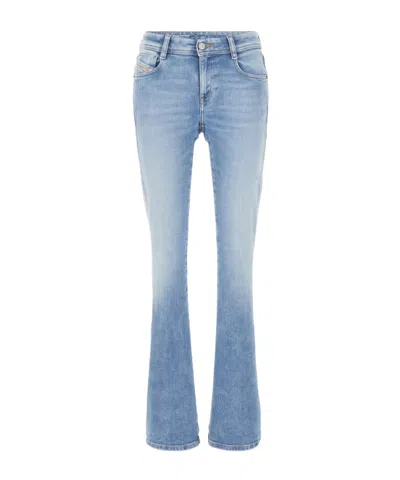 Diesel Logo Patch Straight-leg Slim-cut Jeans In Blue