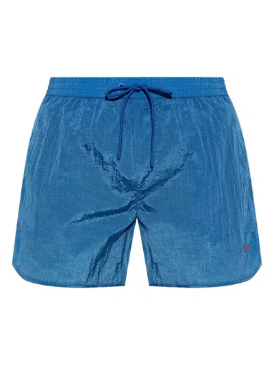 Diesel Logo-patch Swim Shorts In Blau