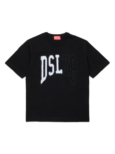 Diesel Kids' T-shirt Con Grafica Dsl78 In Black