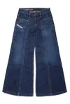 Diesel Teen High-waisted Wide-leg Jeans In Blu Denim