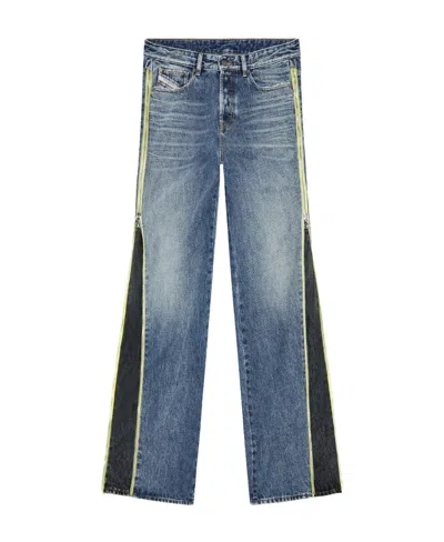 Diesel Logo-patch Wide-leg Jeans In Blue