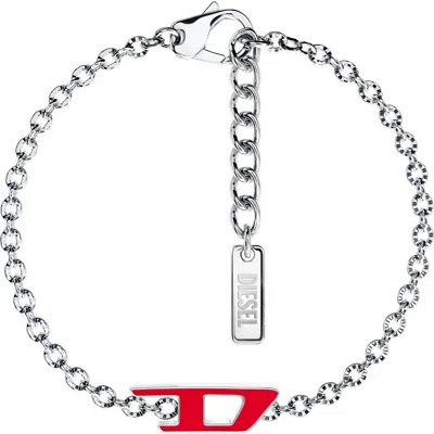 Diesel ® Logo Pendant Bracelet In Metallic