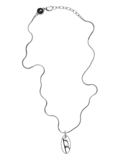 Diesel Logo-pendant Necklace In Silver