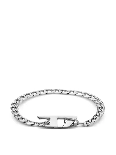 Diesel Logo-plaque Bracelet In 银色