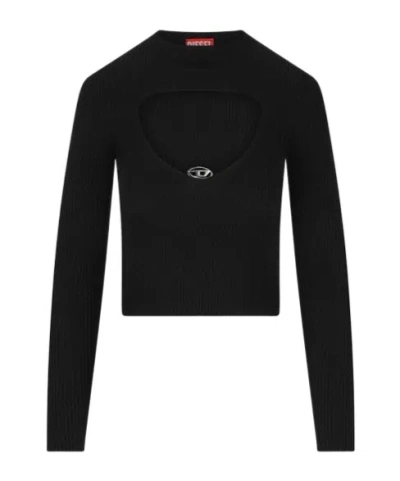 Diesel Logo Plaque Crewneck Jumper In Black