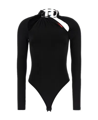 Diesel Logo-plaque Cut-out Bodysuit In Black