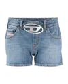 Diesel De-lyla-fsc Logo-plaque Denim Shorts In Blue