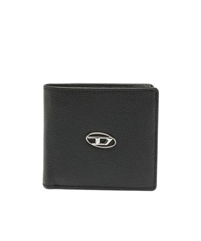 Diesel Logo-plaque Detail Bi-fold Wallet In Black